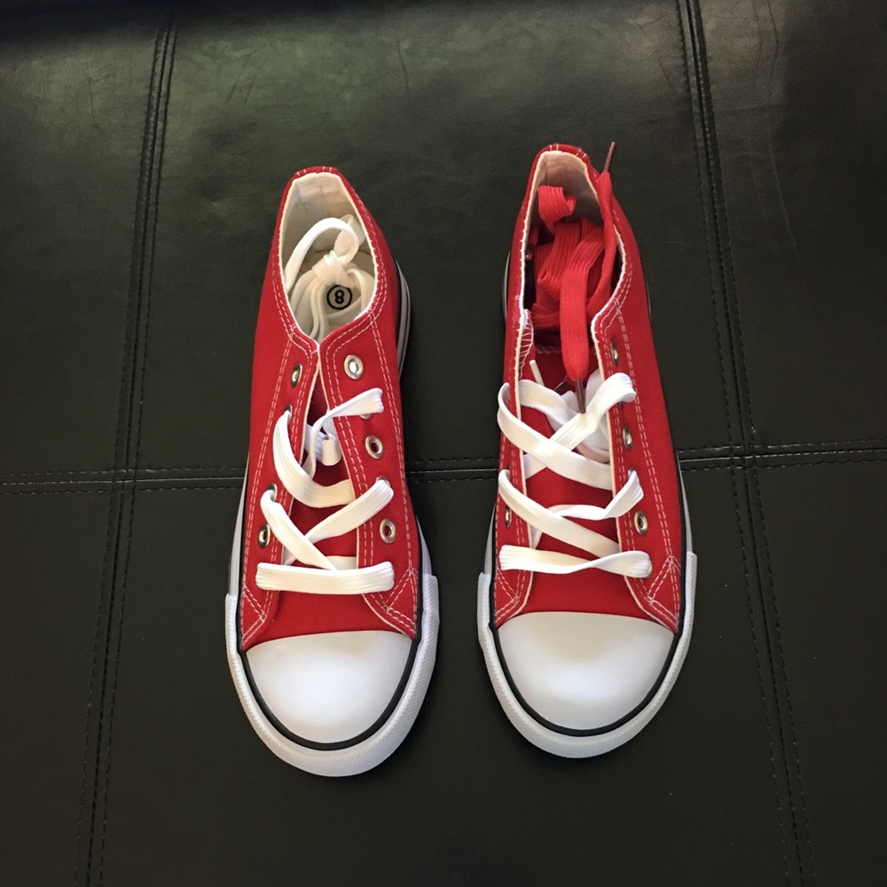 Red canvas sneakers converse look alikes.Brand new